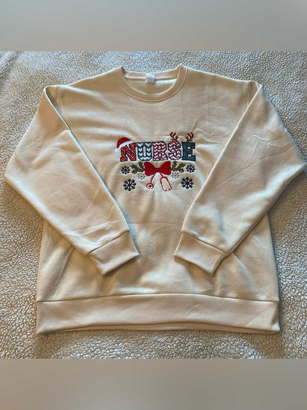 Nurse Holiday Crewneck Sweatshirt - Cream